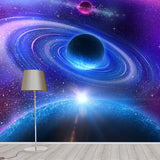 Blue and Purple Planet Mural Wallpaper Stain-Resistant Wall Decor for Guest Room Clearhalo 'Wall Decor' 'Wall Mural' 1048672