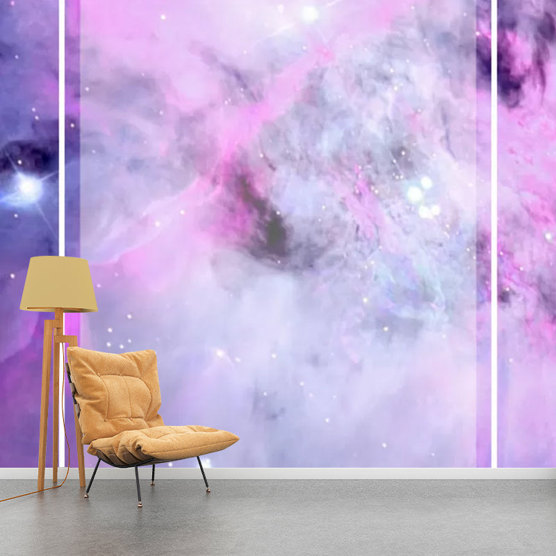 Modernism Nebula Wall Mural Decal for Accent Wall, Custom-Made Wall Decor in Purple Clearhalo 'Wall Decor' 'Wall Mural' 1048761