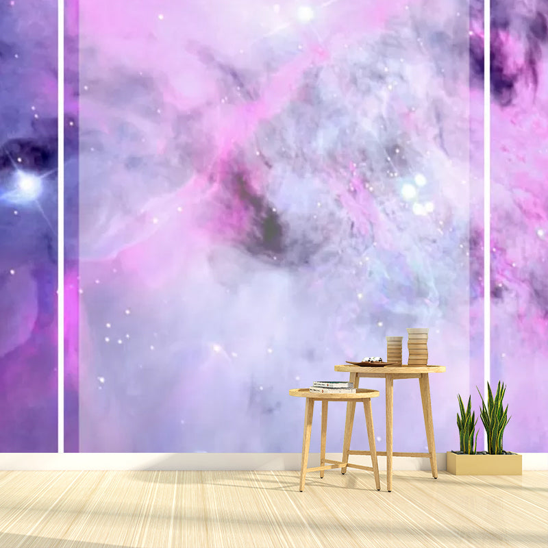 Modernism Nebula Wall Mural Decal for Accent Wall, Custom-Made Wall Decor in Purple Clearhalo 'Wall Decor' 'Wall Mural' 1048762