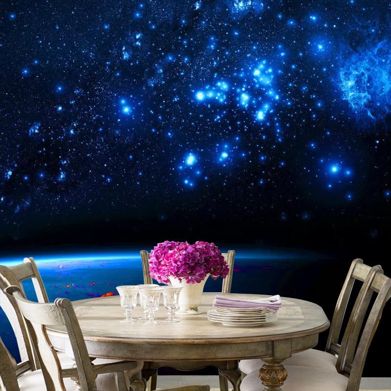 Big Outer Space Wall Mural for Accent Wall Nebula Wall Art in Blue, Stain-Resistant Clearhalo 'Wall Decor' 'Wall Mural' 1048843