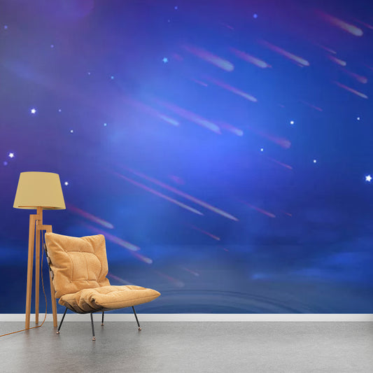 Whole Photo Meteor Shower Mural Wallpaper for Accent Wall in Purple and Blue, Custom Size Available Clearhalo 'Wall Decor' 'Wall Mural' 1048862