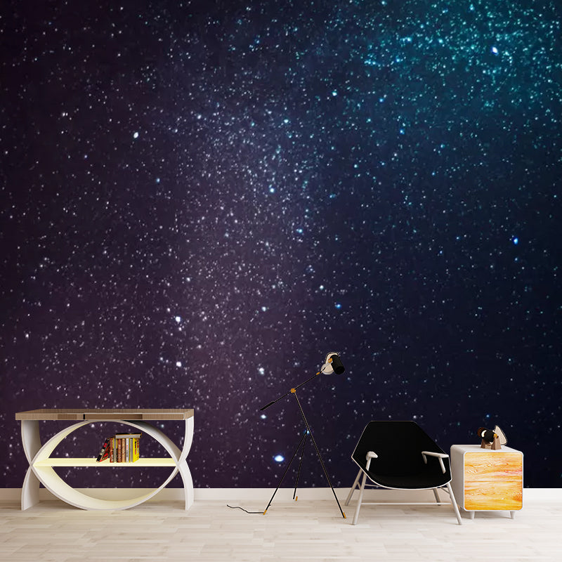 Blue and Black Nordic Mural Wallpaper Customized Size Galaxy Wall Covering for Bedroom Clearhalo 'Wall Decor' 'Wall Mural' 1048987