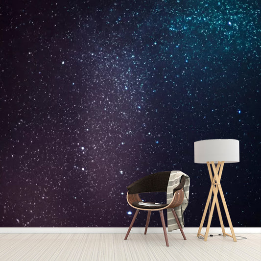 Blue and Black Nordic Mural Wallpaper Customized Size Galaxy Wall Covering for Bedroom Clearhalo 'Wall Decor' 'Wall Mural' 1048988