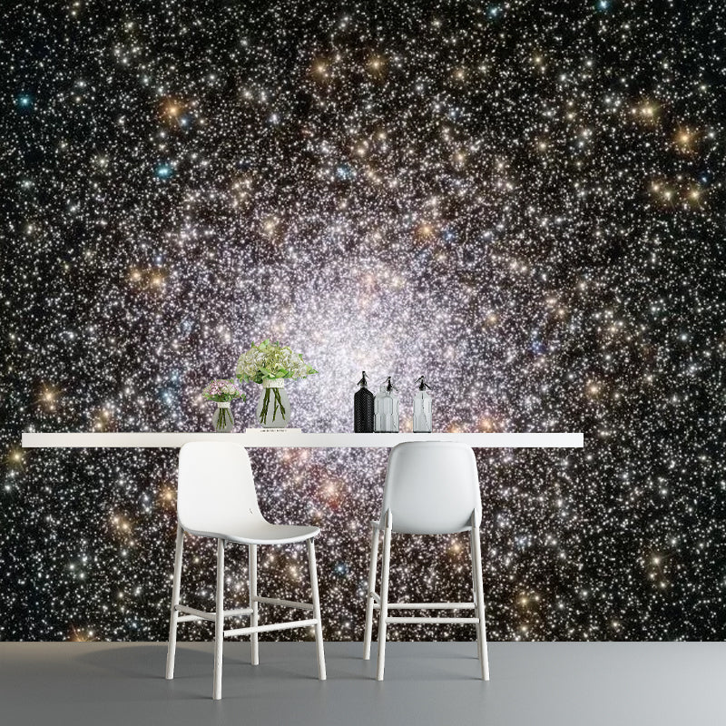 Whole Nebula Mural Wallpaper in Black Non-Woven Fabric Wall Art for Ceiling Decor, Made to Measure Black Clearhalo 'Wall Decor' 'Wall Mural' 1049041