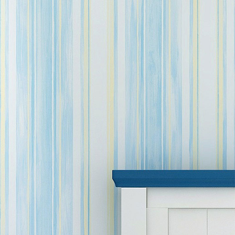 Vertical Stripes Wallpaper Roll for Boy's or Girl's Bedroom, Soft Color, 57.1 sq ft. Light Blue Clearhalo 'Wall Decor' 'Wallpaper' 1049283