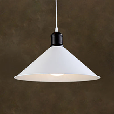 Metal Conical Pendant Light Industrial 1 Light Living Room Ceiling Pendant Lamp in White White Clearhalo 'Ceiling Lights' 'Modern Pendants' 'Modern' 'Pendant Lights' 'Pendants' Lighting' 105434