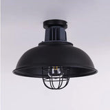 Wire Cage Metal Ceiling Fixture Vintage Stylish 1 Bulb Foyer Semi Flush Mount Light with Bowl Shade in Black Clearhalo 'Ceiling Lights' 'Close To Ceiling Lights' 'Close to ceiling' Lighting' 105446