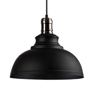 12"/14"/16" Dia 1 Light Ceiling Fixture Industrial Style Bowl Shade Metallic Pendant Ceiling Light in Black/White Inner Clearhalo 'Art Deco Pendants' 'Black' 'Cast Iron' 'Ceiling Lights' 'Ceramic' 'Crystal' 'Industrial Pendants' 'Industrial' 'Metal' 'Middle Century Pendants' 'Pendant Lights' 'Pendants' 'Rustic Pendants' 'Tiffany' Lighting' 105629