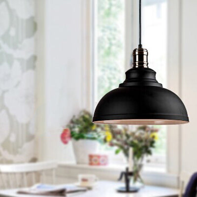 12"/14"/16" Dia 1 Light Ceiling Fixture Industrial Style Bowl Shade Metallic Pendant Ceiling Light in Black/White Inner White Inner Clearhalo 'Art Deco Pendants' 'Black' 'Cast Iron' 'Ceiling Lights' 'Ceramic' 'Crystal' 'Industrial Pendants' 'Industrial' 'Metal' 'Middle Century Pendants' 'Pendant Lights' 'Pendants' 'Rustic Pendants' 'Tiffany' Lighting' 105630