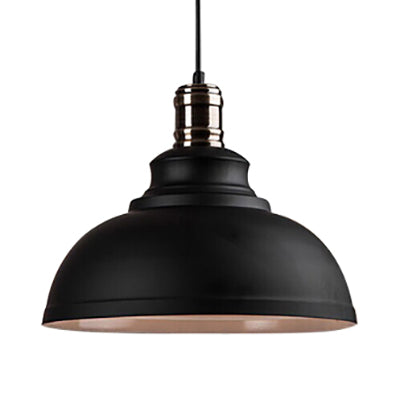 12"/14"/16" Dia 1 Light Ceiling Fixture Industrial Style Bowl Shade Metallic Pendant Ceiling Light in Black/White Inner Clearhalo 'Art Deco Pendants' 'Black' 'Cast Iron' 'Ceiling Lights' 'Ceramic' 'Crystal' 'Industrial Pendants' 'Industrial' 'Metal' 'Middle Century Pendants' 'Pendant Lights' 'Pendants' 'Rustic Pendants' 'Tiffany' Lighting' 105632