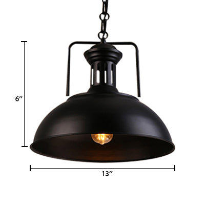 13"/14"/16" Dia Bowl Metal Pendant Lighting Retro Stylish 1 Bulb Dining Room Hanging Ceiling Light in Black/White Inner/White Clearhalo 'Art Deco Pendants' 'Black' 'Cast Iron' 'Ceiling Lights' 'Ceramic' 'Crystal' 'Industrial Pendants' 'Industrial' 'Metal' 'Middle Century Pendants' 'Pendant Lights' 'Pendants' 'Rustic Pendants' 'Tiffany' Lighting' 105648