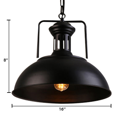 13"/14"/16" Dia Bowl Metal Pendant Lighting Retro Stylish 1 Bulb Dining Room Hanging Ceiling Light in Black/White Inner/White Clearhalo 'Art Deco Pendants' 'Black' 'Cast Iron' 'Ceiling Lights' 'Ceramic' 'Crystal' 'Industrial Pendants' 'Industrial' 'Metal' 'Middle Century Pendants' 'Pendant Lights' 'Pendants' 'Rustic Pendants' 'Tiffany' Lighting' 105650