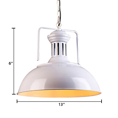 13"/14"/16" Dia Bowl Metal Pendant Lighting Retro Stylish 1 Bulb Dining Room Hanging Ceiling Light in Black/White Inner/White Clearhalo 'Art Deco Pendants' 'Black' 'Cast Iron' 'Ceiling Lights' 'Ceramic' 'Crystal' 'Industrial Pendants' 'Industrial' 'Metal' 'Middle Century Pendants' 'Pendant Lights' 'Pendants' 'Rustic Pendants' 'Tiffany' Lighting' 105651