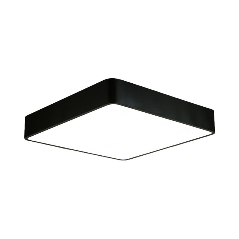 White/Black Square Flush Mount Modern 14"/18"/23.5" Wide Led Metal Flush Mount Light Fixture for Living Room Clearhalo 'Ceiling Lights' 'Close To Ceiling Lights' 'Close to ceiling' 'Flush mount' Lighting' 106062