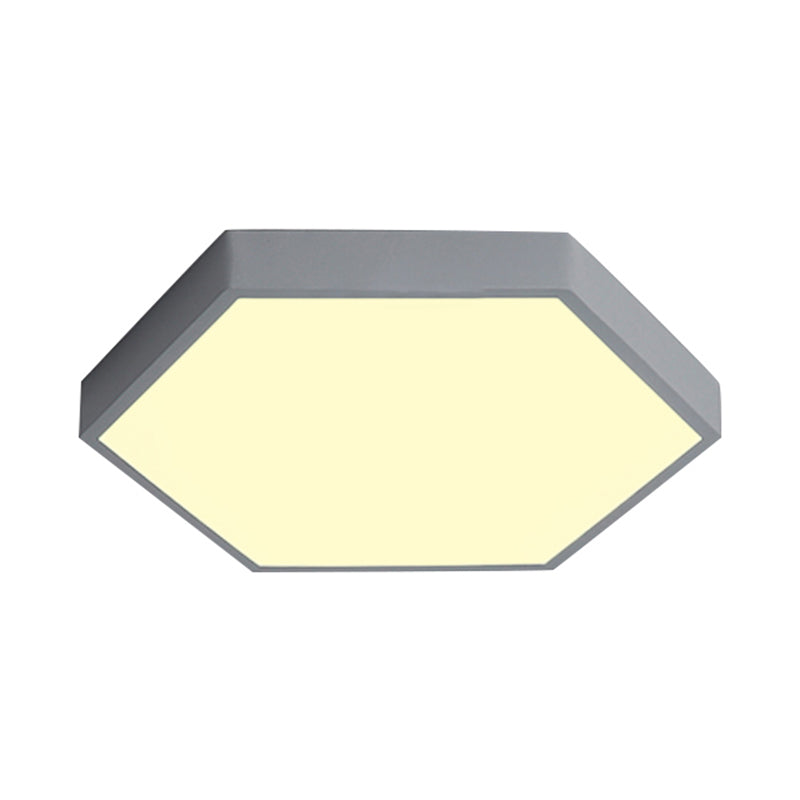 Modern Led Flush Mount with Metal Shade Gray/Yellow/Blue Hexagon Flush Mount Fixture in White/Warm Light, 16"/19.5"/23.5" Wide Clearhalo 'Ceiling Lights' 'Close To Ceiling Lights' 'Close to ceiling' 'Flush mount' Lighting' 106086