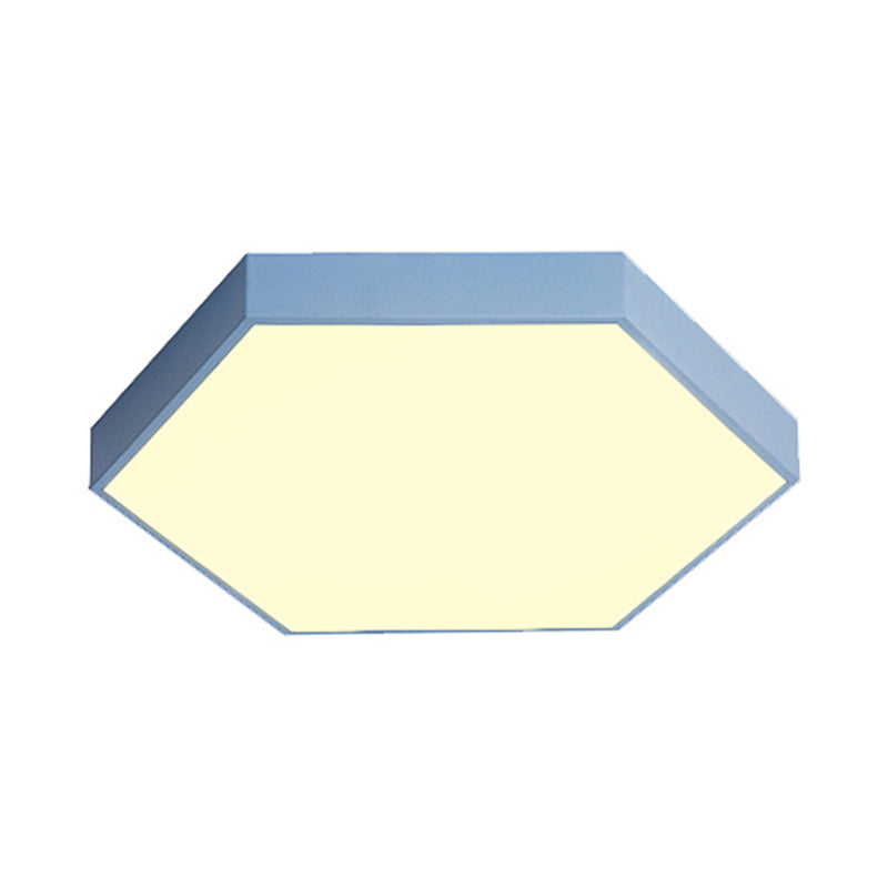 Modern Led Flush Mount with Metal Shade Gray/Yellow/Blue Hexagon Flush Mount Fixture in White/Warm Light, 16"/19.5"/23.5" Wide Clearhalo 'Ceiling Lights' 'Close To Ceiling Lights' 'Close to ceiling' 'Flush mount' Lighting' 106087