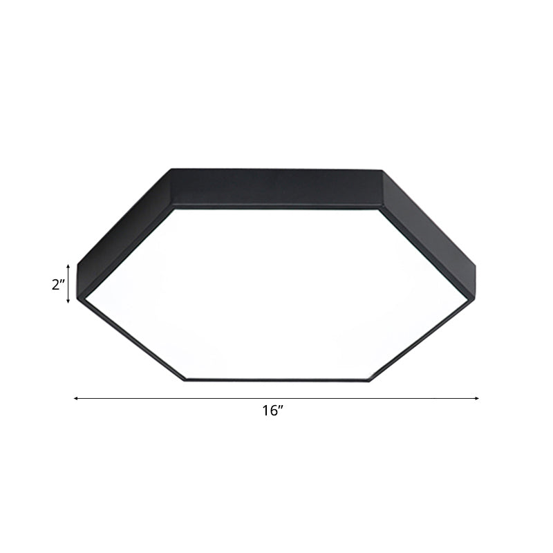 Modern Led Flush Mount with Metal Shade Gray/Yellow/Blue Hexagon Flush Mount Fixture in White/Warm Light, 16"/19.5"/23.5" Wide Clearhalo 'Ceiling Lights' 'Close To Ceiling Lights' 'Close to ceiling' 'Flush mount' Lighting' 106090