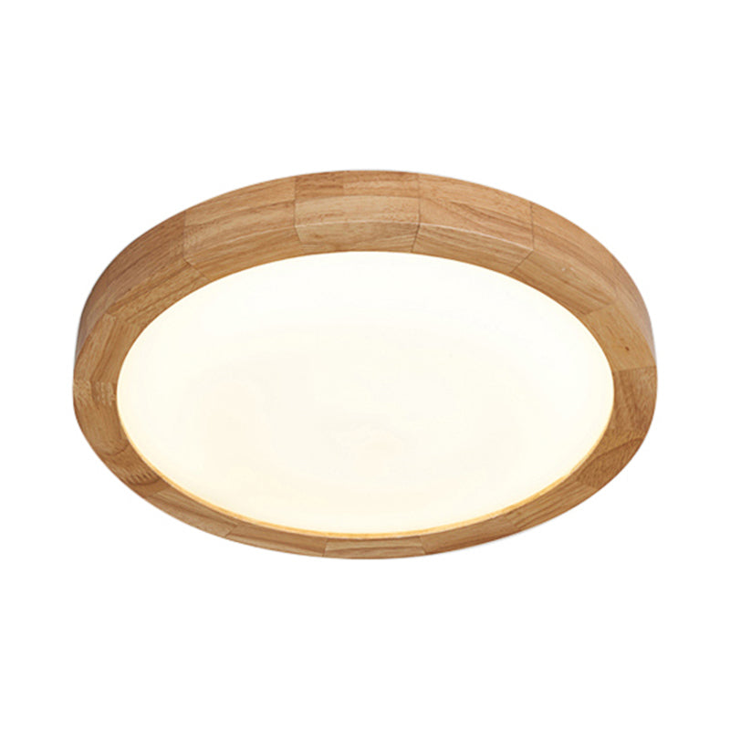 12"/16" Dia Contemporary Round Wood Flush Light Fixture Single Light Ceiling Lamp for Bedroom in Warm/White Light Clearhalo 'Ceiling Lights' 'Close To Ceiling Lights' 'Close to ceiling' 'Flush mount' Lighting' 106128