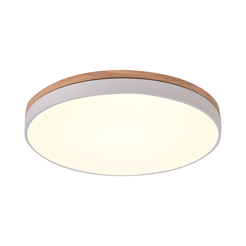 12"/16.5"/20.5" Wide White Round Flush Mount Lighting Modern Single Light Wooden LED Ceiling Lamp for Living Room Clearhalo 'Ceiling Lights' 'Close To Ceiling Lights' 'Close to ceiling' 'Flush mount' Lighting' 106133