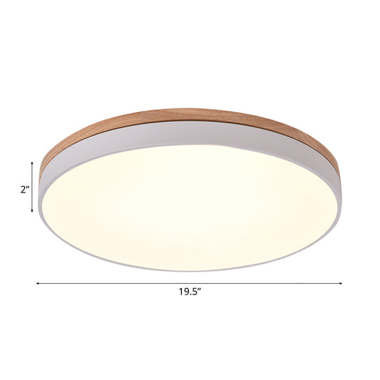 12"/16.5"/20.5" Wide White Round Flush Mount Lighting Modern Single Light Wooden LED Ceiling Lamp for Living Room Clearhalo 'Ceiling Lights' 'Close To Ceiling Lights' 'Close to ceiling' 'Flush mount' Lighting' 106136