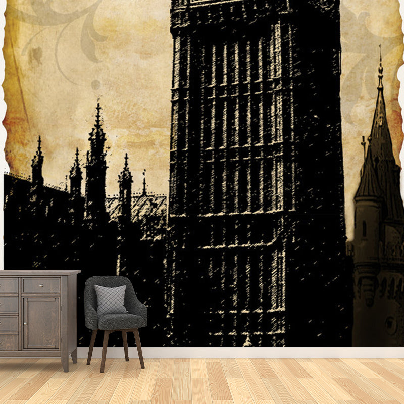 Stain-Resistant London Big Ben Mural Customized Size Wall Art for Home Decoration Clearhalo 'Wall Decor' 'Wall Mural' 1061549