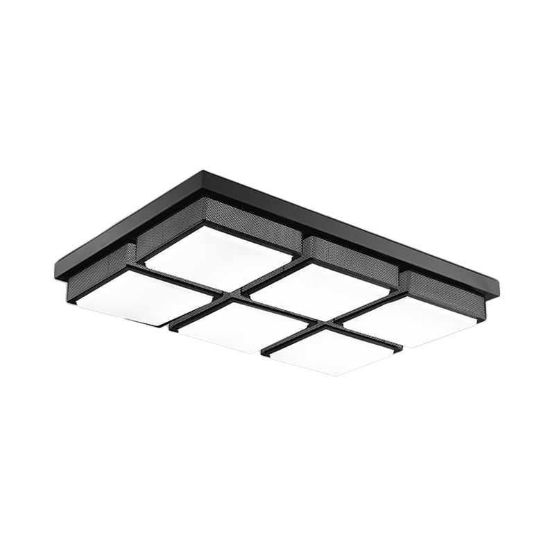 Contemporary Square/Rectangle Flush Mount Light Acrylic 6/9 Lights Living Room Ceiling Lamp in Black/White, Warm/White Lighting Clearhalo 'Ceiling Lights' 'Close To Ceiling Lights' 'Close to ceiling' 'Flush mount' Lighting' 1061590