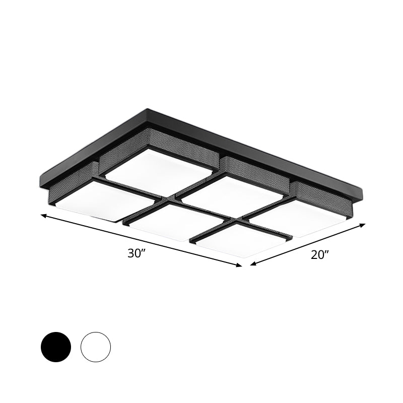 Contemporary Square/Rectangle Flush Mount Light Acrylic 6/9 Lights Living Room Ceiling Lamp in Black/White, Warm/White Lighting Clearhalo 'Ceiling Lights' 'Close To Ceiling Lights' 'Close to ceiling' 'Flush mount' Lighting' 1061591