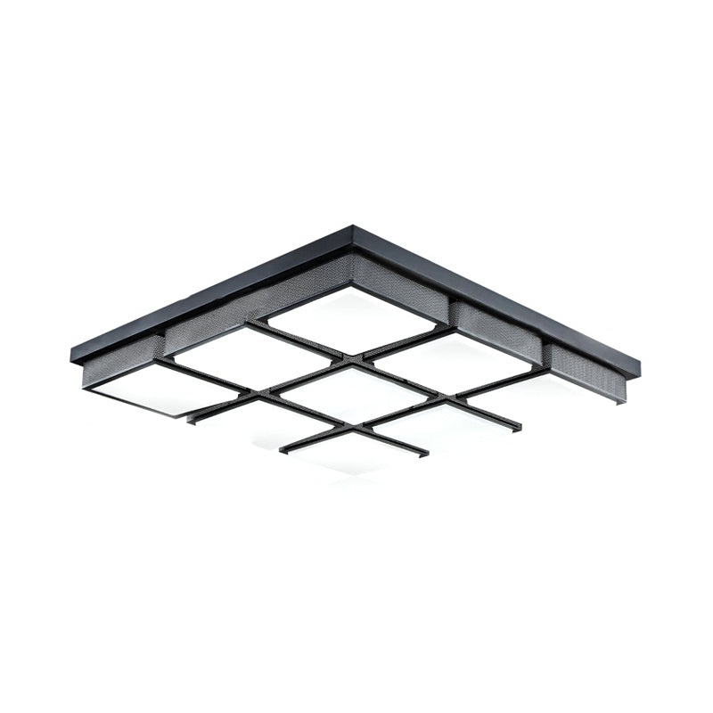 Contemporary Square/Rectangle Flush Mount Light Acrylic 6/9 Lights Living Room Ceiling Lamp in Black/White, Warm/White Lighting Clearhalo 'Ceiling Lights' 'Close To Ceiling Lights' 'Close to ceiling' 'Flush mount' Lighting' 1061594