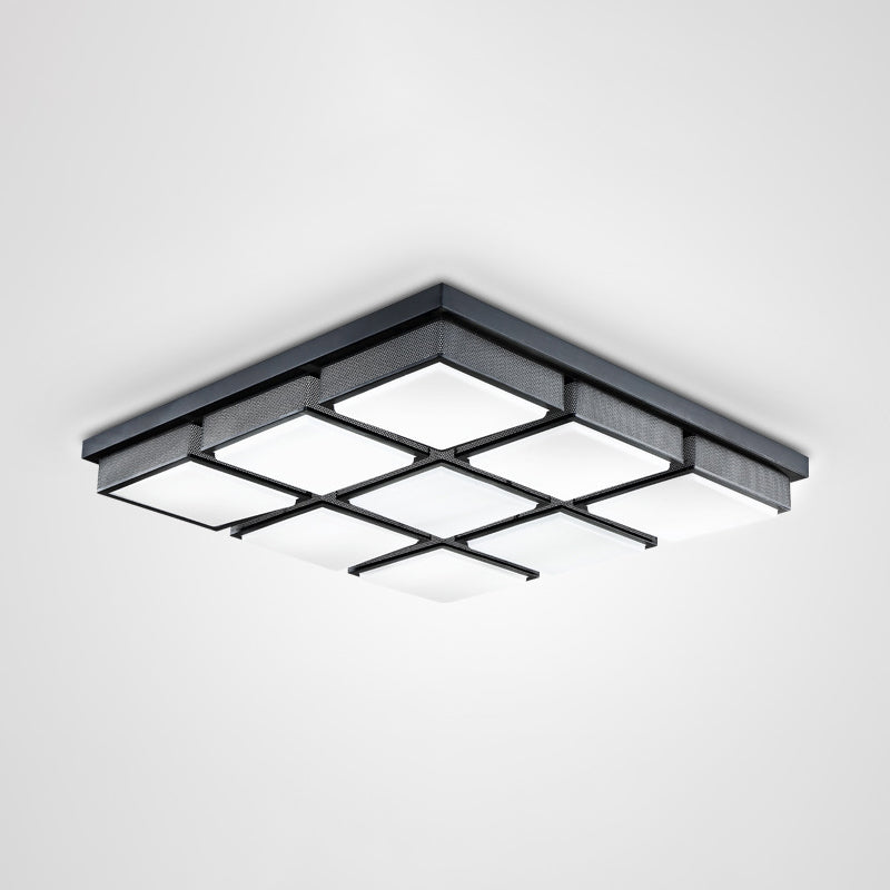 Contemporary Square/Rectangle Flush Mount Light Acrylic 6/9 Lights Living Room Ceiling Lamp in Black/White, Warm/White Lighting Clearhalo 'Ceiling Lights' 'Close To Ceiling Lights' 'Close to ceiling' 'Flush mount' Lighting' 1061595