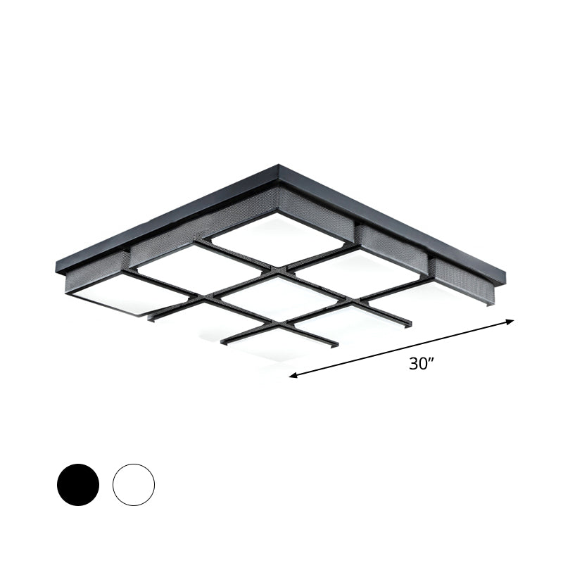 Contemporary Square/Rectangle Flush Mount Light Acrylic 6/9 Lights Living Room Ceiling Lamp in Black/White, Warm/White Lighting Clearhalo 'Ceiling Lights' 'Close To Ceiling Lights' 'Close to ceiling' 'Flush mount' Lighting' 1061596