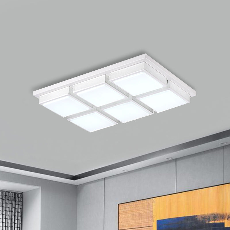 Contemporary Square/Rectangle Flush Mount Light Acrylic 6/9 Lights Living Room Ceiling Lamp in Black/White, Warm/White Lighting Clearhalo 'Ceiling Lights' 'Close To Ceiling Lights' 'Close to ceiling' 'Flush mount' Lighting' 1061598