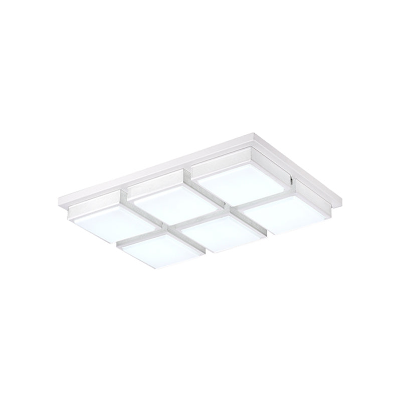 Contemporary Square/Rectangle Flush Mount Light Acrylic 6/9 Lights Living Room Ceiling Lamp in Black/White, Warm/White Lighting Clearhalo 'Ceiling Lights' 'Close To Ceiling Lights' 'Close to ceiling' 'Flush mount' Lighting' 1061599