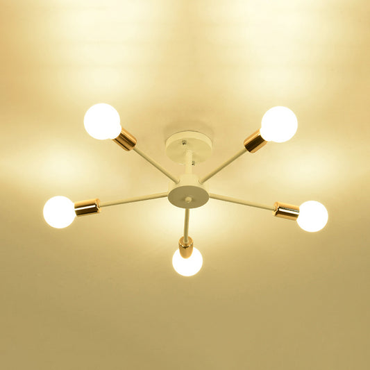 Nordic Metal Sputnik Ceiling Flush Mount Light 5/10 Lights White/Black Bedroom Semi Flush Ceiling Light 5 White B Clearhalo 'Ceiling Lights' 'Close To Ceiling Lights' 'Close to ceiling' 'Semi-flushmount' Lighting' 106159