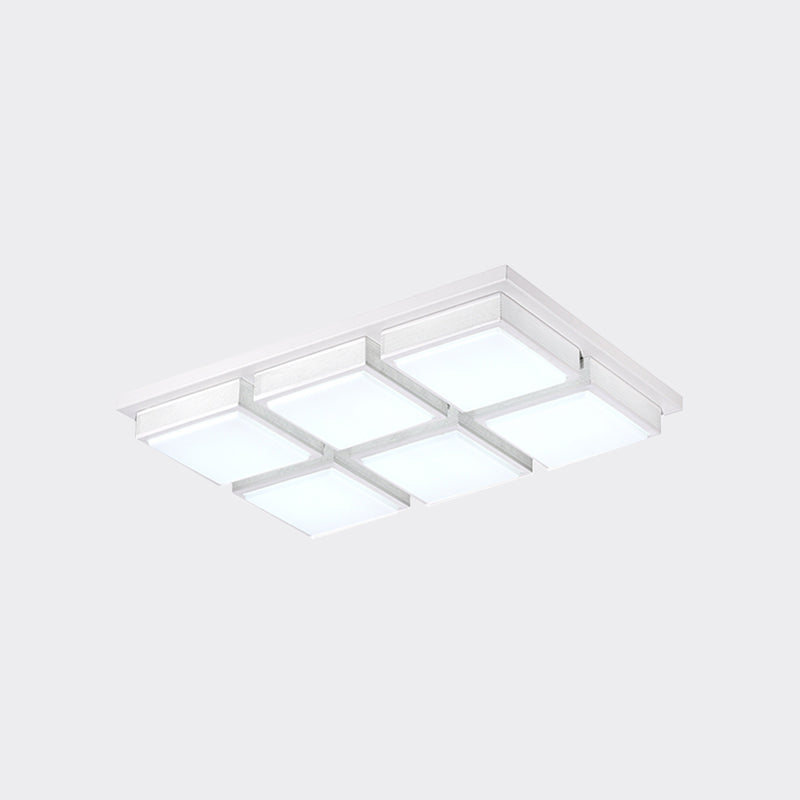 Contemporary Square/Rectangle Flush Mount Light Acrylic 6/9 Lights Living Room Ceiling Lamp in Black/White, Warm/White Lighting Clearhalo 'Ceiling Lights' 'Close To Ceiling Lights' 'Close to ceiling' 'Flush mount' Lighting' 1061600