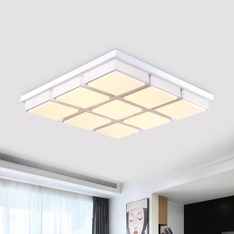 Contemporary Square/Rectangle Flush Mount Light Acrylic 6/9 Lights Living Room Ceiling Lamp in Black/White, Warm/White Lighting 9 White Clearhalo 'Ceiling Lights' 'Close To Ceiling Lights' 'Close to ceiling' 'Flush mount' Lighting' 1061601