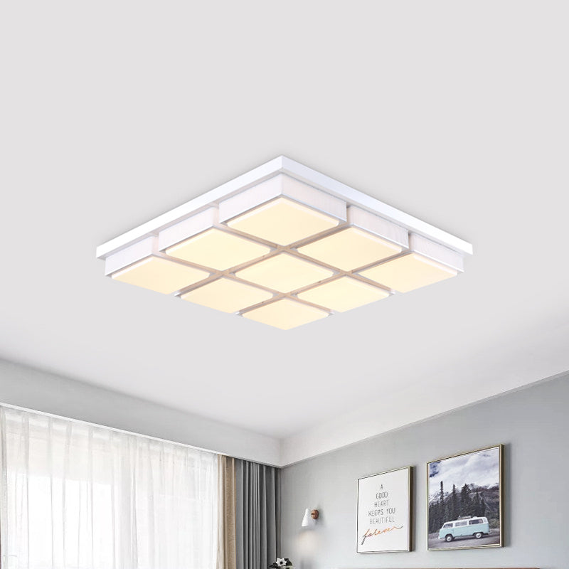 Contemporary Square/Rectangle Flush Mount Light Acrylic 6/9 Lights Living Room Ceiling Lamp in Black/White, Warm/White Lighting Clearhalo 'Ceiling Lights' 'Close To Ceiling Lights' 'Close to ceiling' 'Flush mount' Lighting' 1061602