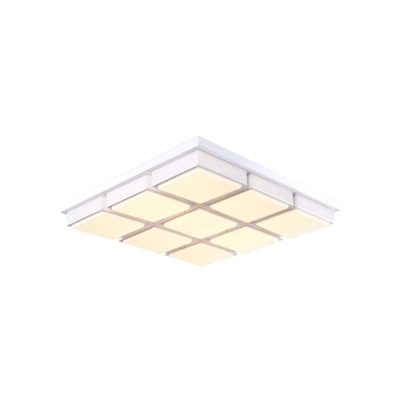 Contemporary Square/Rectangle Flush Mount Light Acrylic 6/9 Lights Living Room Ceiling Lamp in Black/White, Warm/White Lighting Clearhalo 'Ceiling Lights' 'Close To Ceiling Lights' 'Close to ceiling' 'Flush mount' Lighting' 1061603