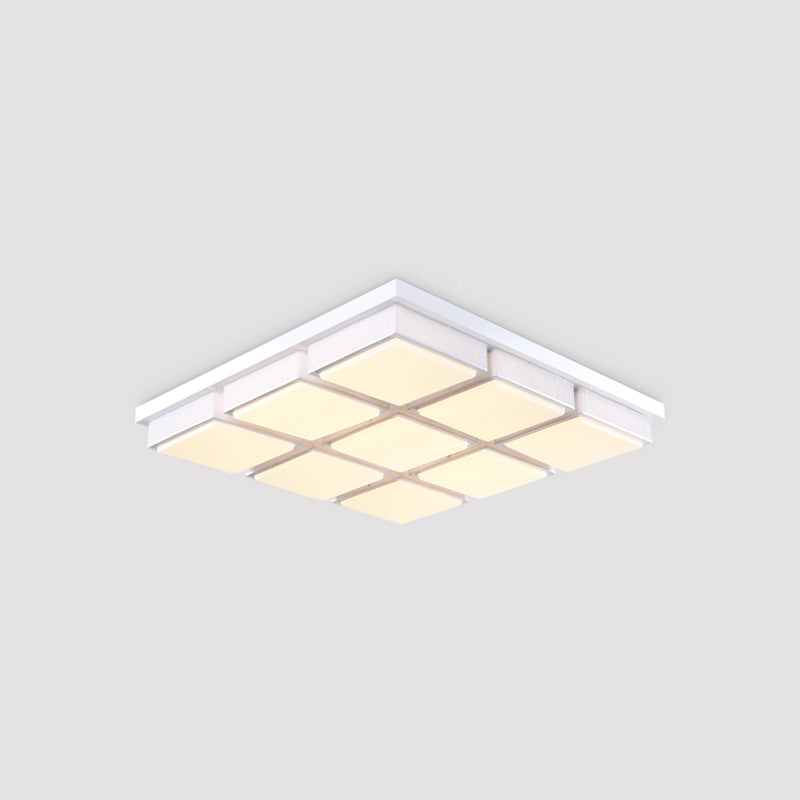 Contemporary Square/Rectangle Flush Mount Light Acrylic 6/9 Lights Living Room Ceiling Lamp in Black/White, Warm/White Lighting Clearhalo 'Ceiling Lights' 'Close To Ceiling Lights' 'Close to ceiling' 'Flush mount' Lighting' 1061604