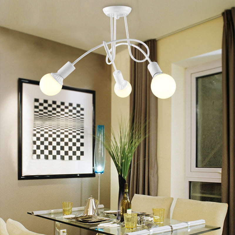 Modern Ceiling Lights Living Room, Large Semi Flush Mount Light with Metal Twist Arm 3 White Clearhalo 'Ceiling Lights' 'Close To Ceiling Lights' 'Close to ceiling' 'Semi-flushmount' Lighting' 106170