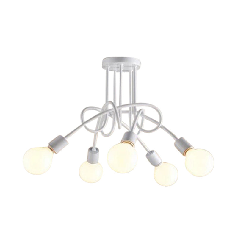 Modern Ceiling Lights Living Room, Large Semi Flush Mount Light with Metal Twist Arm Clearhalo 'Ceiling Lights' 'Close To Ceiling Lights' 'Close to ceiling' 'Semi-flushmount' Lighting' 106173