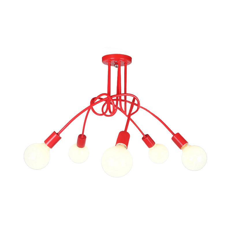 Modern Ceiling Lights Living Room, Large Semi Flush Mount Light with Metal Twist Arm Clearhalo 'Ceiling Lights' 'Close To Ceiling Lights' 'Close to ceiling' 'Semi-flushmount' Lighting' 106181