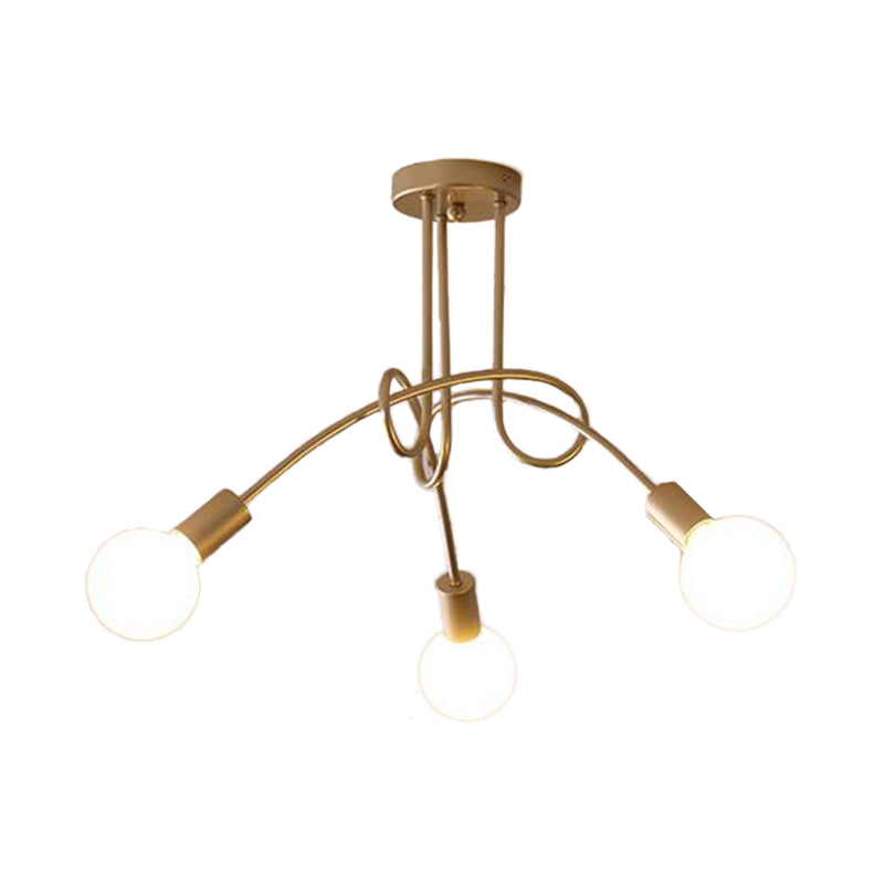 Modern Ceiling Lights Living Room, Large Semi Flush Mount Light with Metal Twist Arm Clearhalo 'Ceiling Lights' 'Close To Ceiling Lights' 'Close to ceiling' 'Semi-flushmount' Lighting' 106185