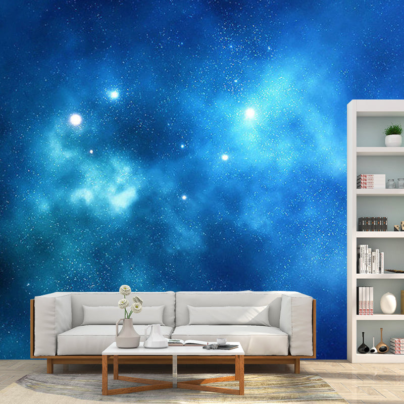 Big Nebula Wall Covering in Blue Non-Woven Material Wall Mural Decal for Home Decor, Custom Size Available Blue Clearhalo 'Wall Decor' 'Wall Mural' 1061855