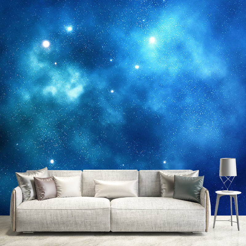 Big Nebula Wall Covering in Blue Non-Woven Material Wall Mural Decal for Home Decor, Custom Size Available Clearhalo 'Wall Decor' 'Wall Mural' 1061856