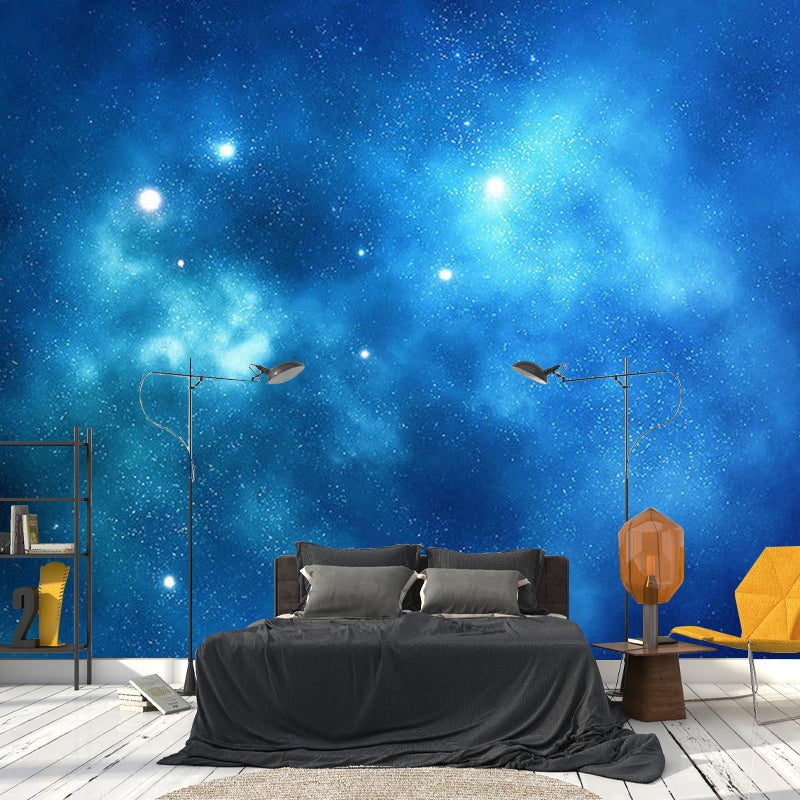 Big Nebula Wall Covering in Blue Non-Woven Material Wall Mural Decal for Home Decor, Custom Size Available Clearhalo 'Wall Decor' 'Wall Mural' 1061857