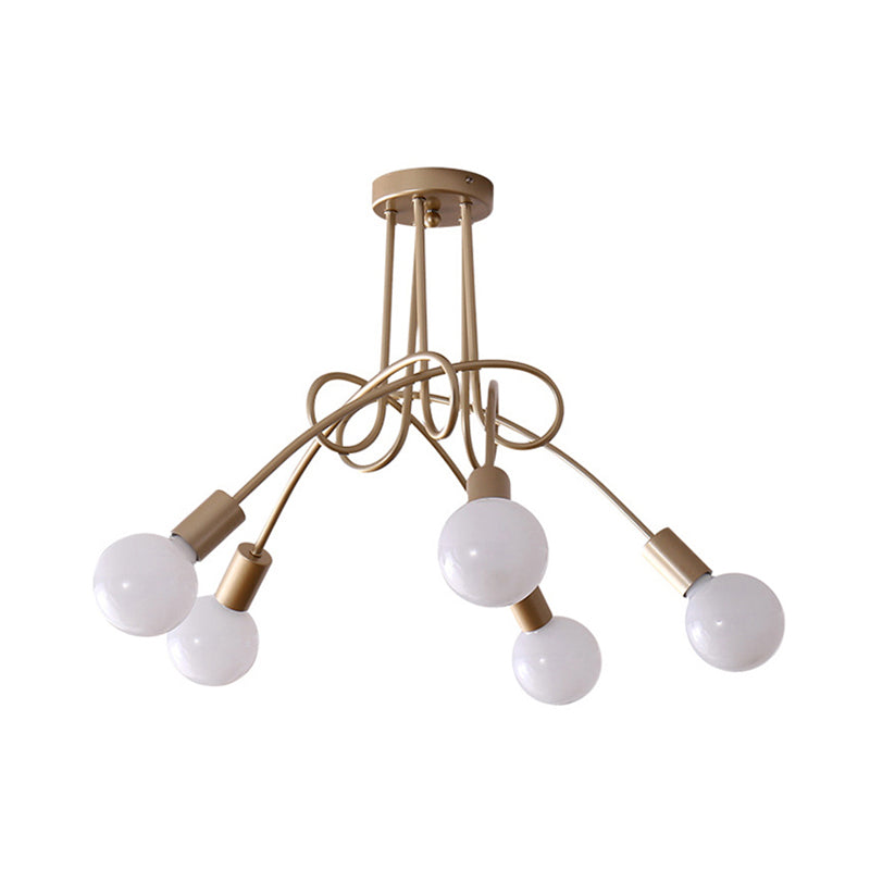 Modern Ceiling Lights Living Room, Large Semi Flush Mount Light with Metal Twist Arm Clearhalo 'Ceiling Lights' 'Close To Ceiling Lights' 'Close to ceiling' 'Semi-flushmount' Lighting' 106186