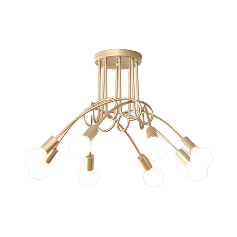 Modern Ceiling Lights Living Room, Large Semi Flush Mount Light with Metal Twist Arm Clearhalo 'Ceiling Lights' 'Close To Ceiling Lights' 'Close to ceiling' 'Semi-flushmount' Lighting' 106187