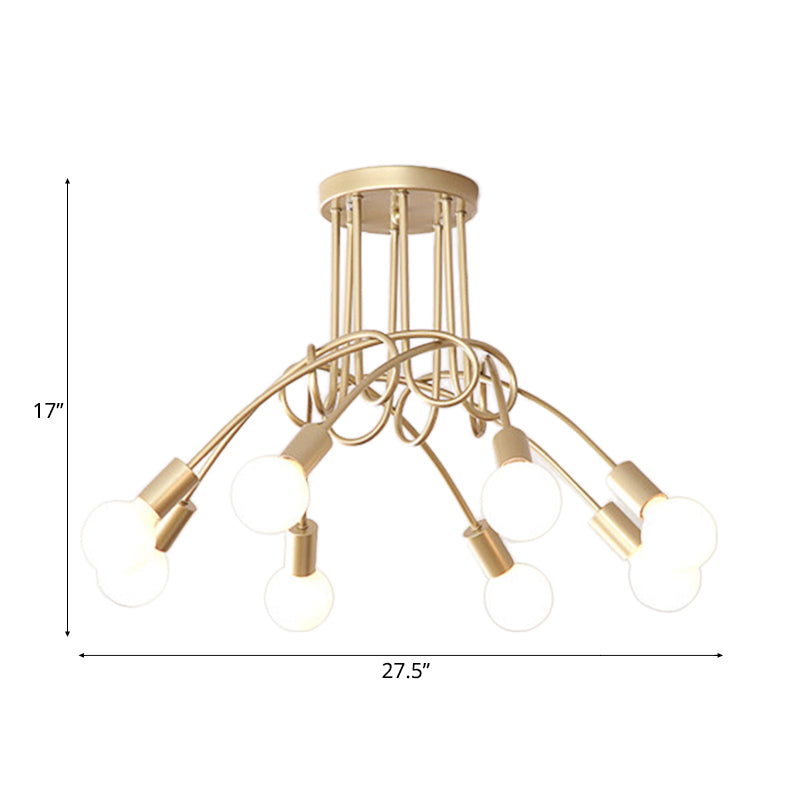 Modern Ceiling Lights Living Room, Large Semi Flush Mount Light with Metal Twist Arm Clearhalo 'Ceiling Lights' 'Close To Ceiling Lights' 'Close to ceiling' 'Semi-flushmount' Lighting' 106190