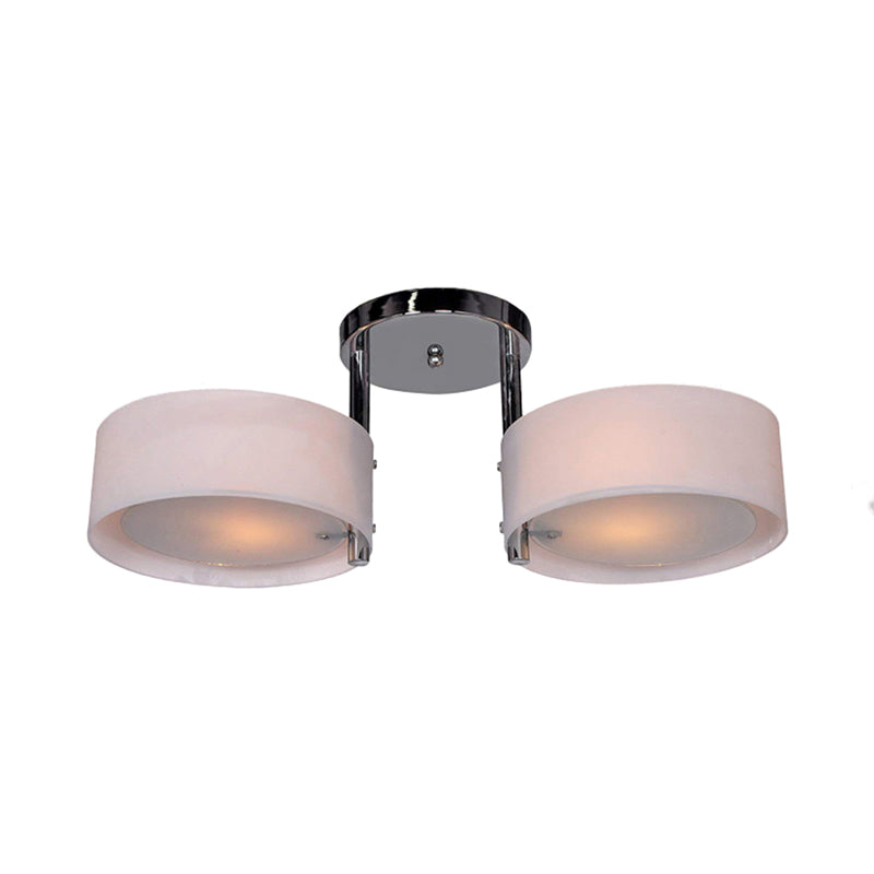 1/2/3 Lights Living Room Semi Flush Ceiling Light Fixture with Drum Acrylic Shade Silver Ceiling Light Fixture Clearhalo 'Ceiling Lights' 'Close To Ceiling Lights' 'Close to ceiling' 'Semi-flushmount' Lighting' 106202