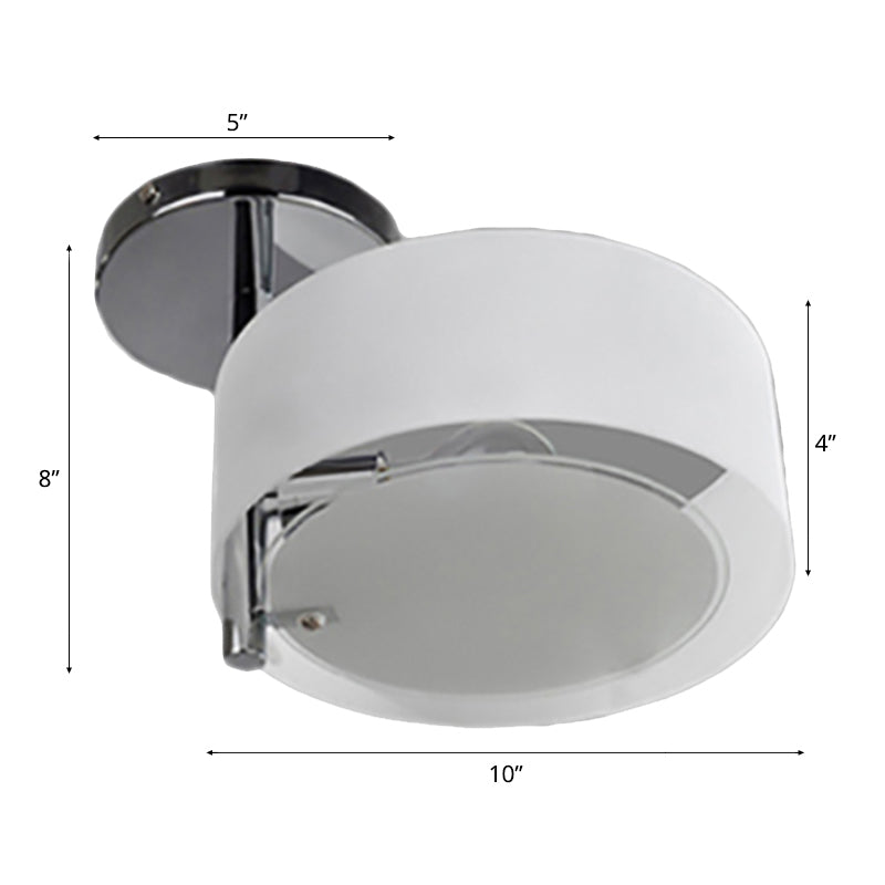 1/2/3 Lights Living Room Semi Flush Ceiling Light Fixture with Drum Acrylic Shade Silver Ceiling Light Fixture Clearhalo 'Ceiling Lights' 'Close To Ceiling Lights' 'Close to ceiling' 'Semi-flushmount' Lighting' 106209